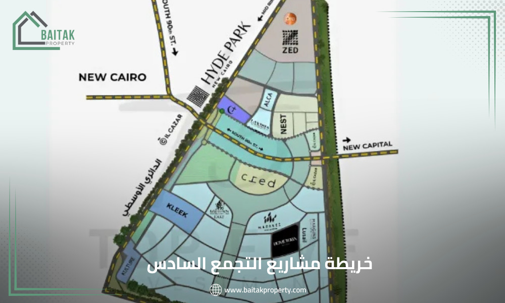 خريطة مشاريع التجمع السادس