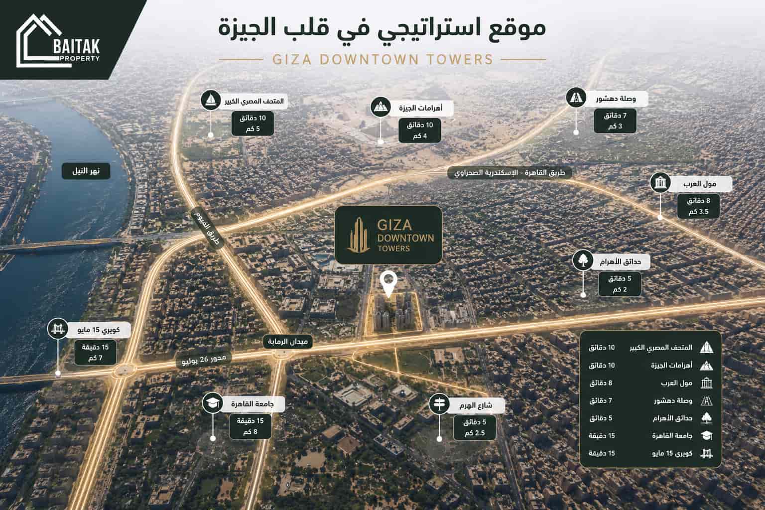 موقع أبراج جيزة داون تاون