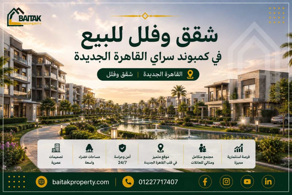 شقق وفلل للبيع في كمبوند سراي القاهرة الجديدة