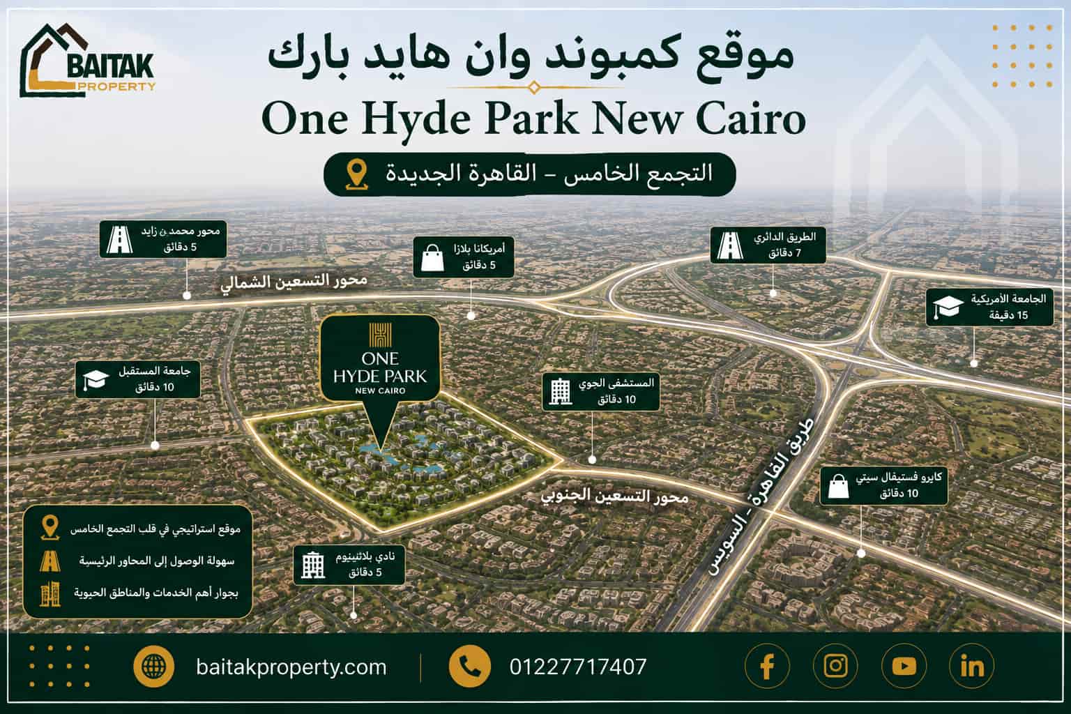 موقع كمبوند وان هايد بارك القاهرة الجديدة