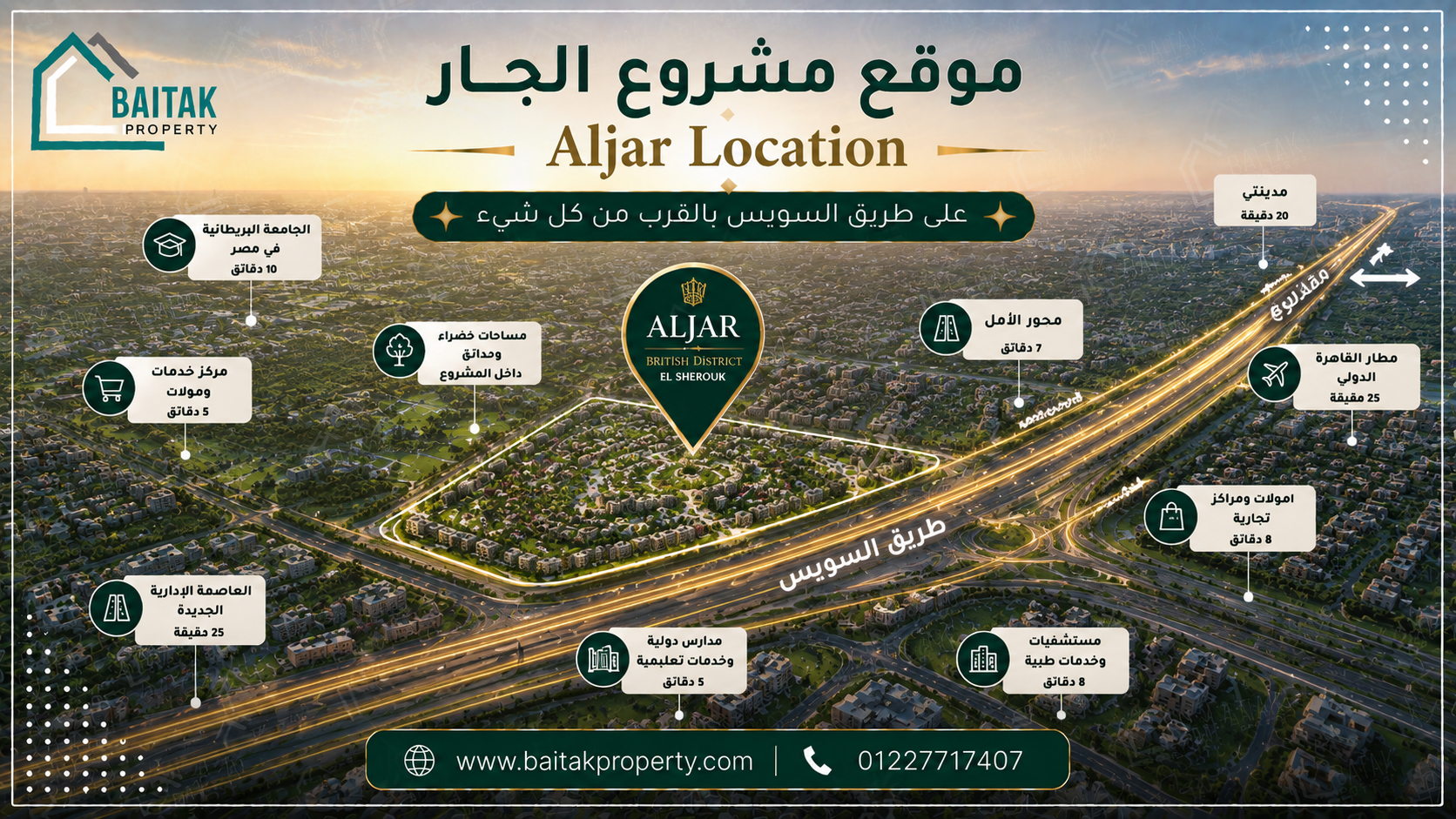 موقع مشروع الجار طريق السويس